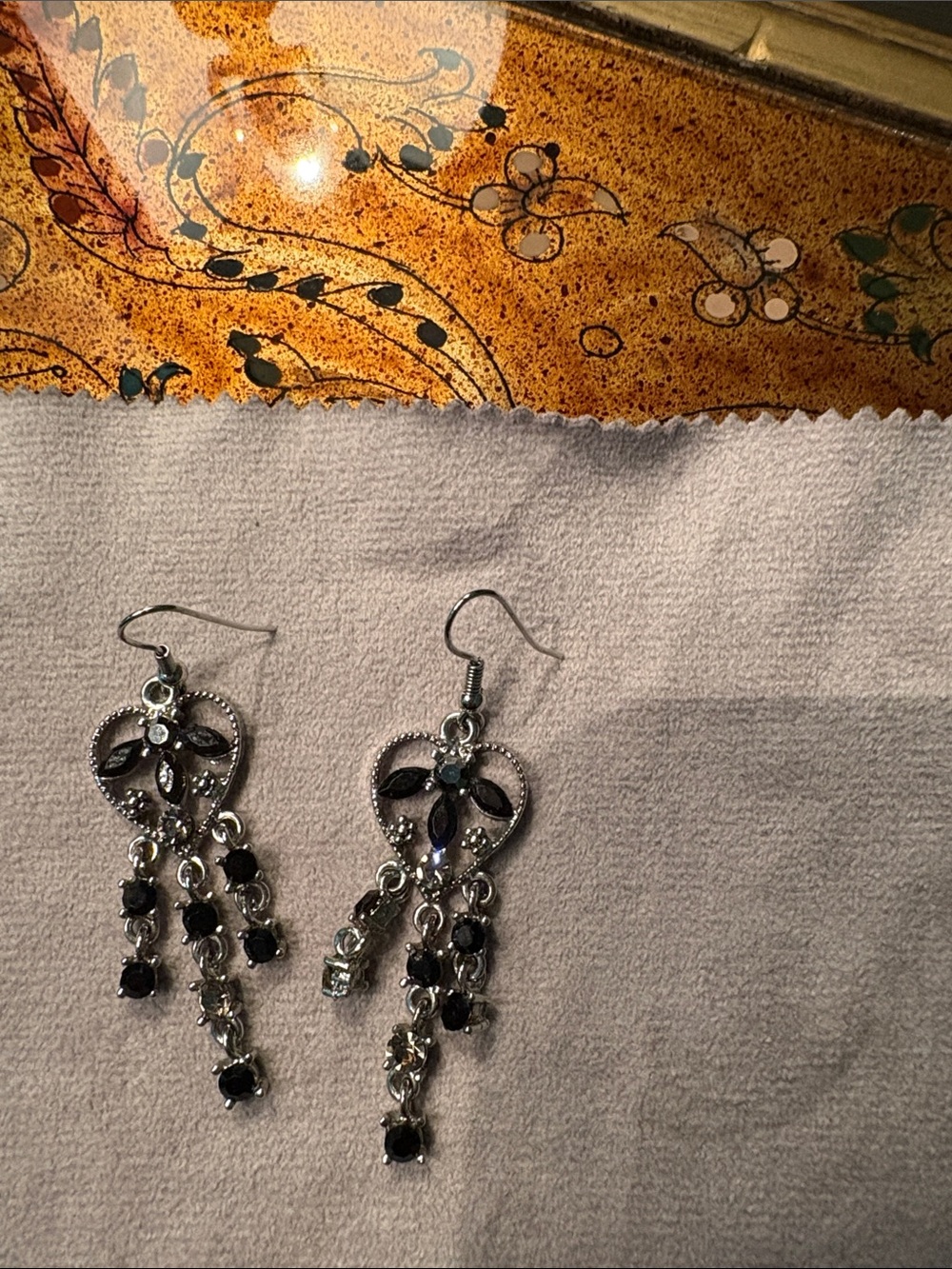 Silver Black Dangle Chandelier Earrings - Elegant Women Jewelry
